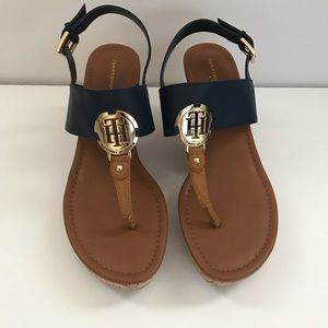 Tommy Hilfiger navy wedge sandals